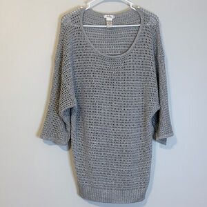 Chic Silver Sparkling Women's Scoop Neck Sweater